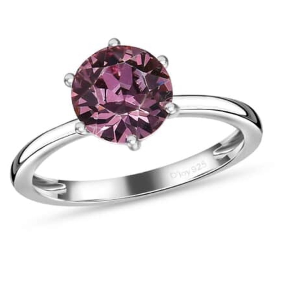 Pink Austrian Crystal Ring size 7 Solitare